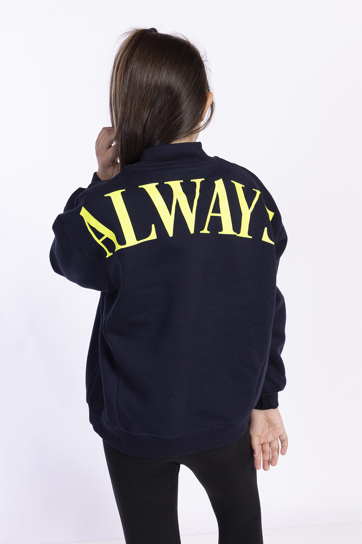 Toontoy Kız Çocuk Baskılı Balıkçı Yaka Sweatshirt