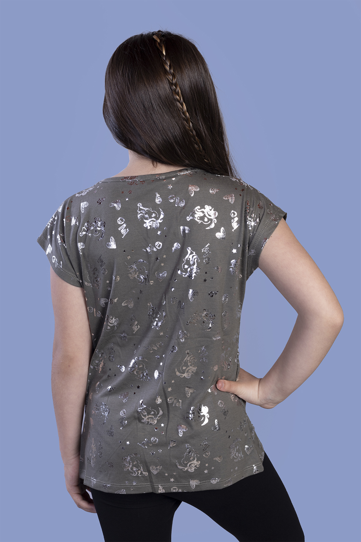 Toontoy Kız Çocuk Varak Baskılı Tişört