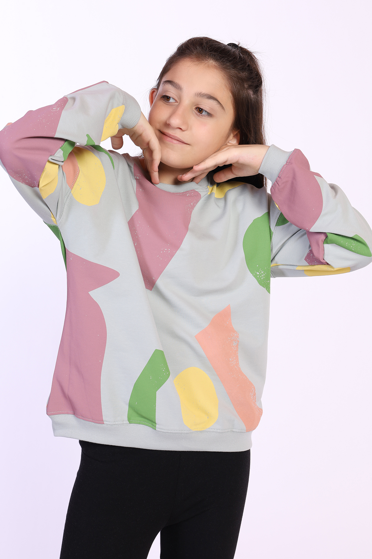 Toontoy Kız Çocuk Geometrik Desen Baskılı Sweatshirt Toontoy Kız Çocuk Geometrik Desen Baskılı Sweatshirt