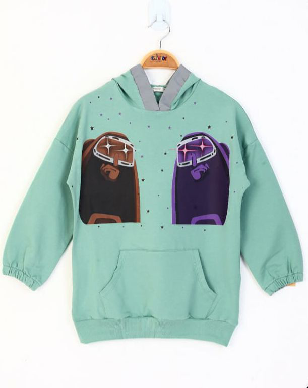Toontoy Kız Çocuk Robot Reflektörlü Baskılı Sweatshirt