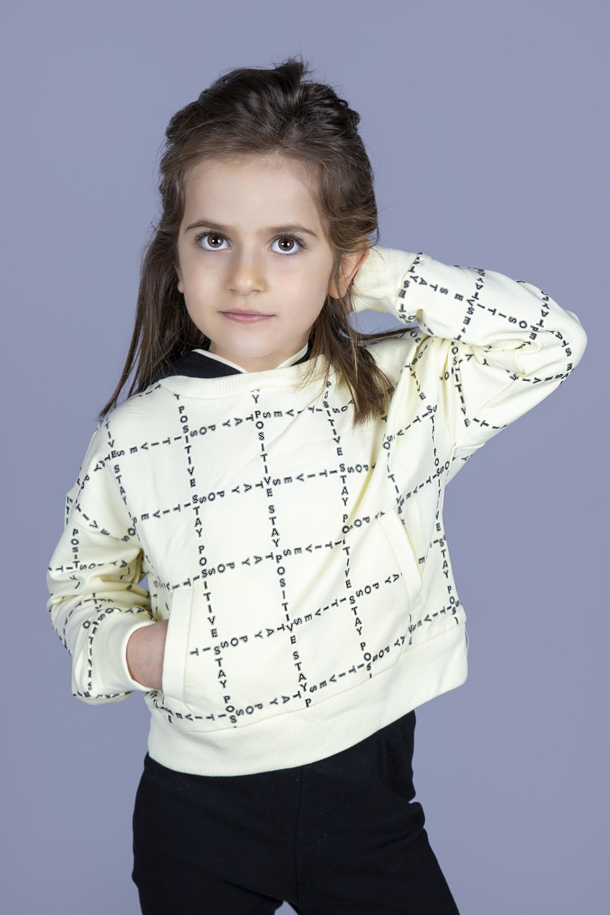 Toontoy Kız Çocuk Positive Baskılı Crop Sweatshirt