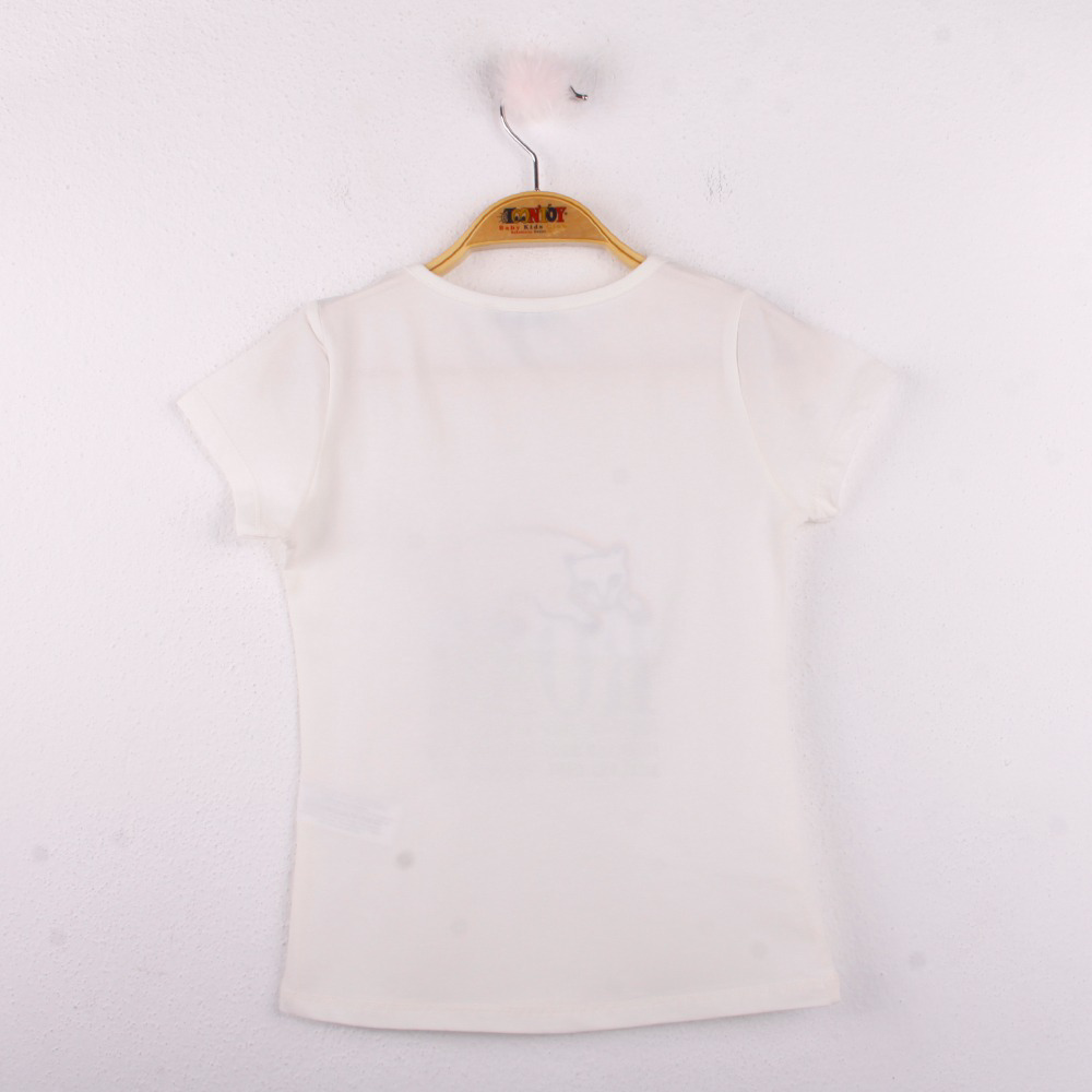 Toontoy Kız Çocuk Leopar Baskılı Pullu Tişört