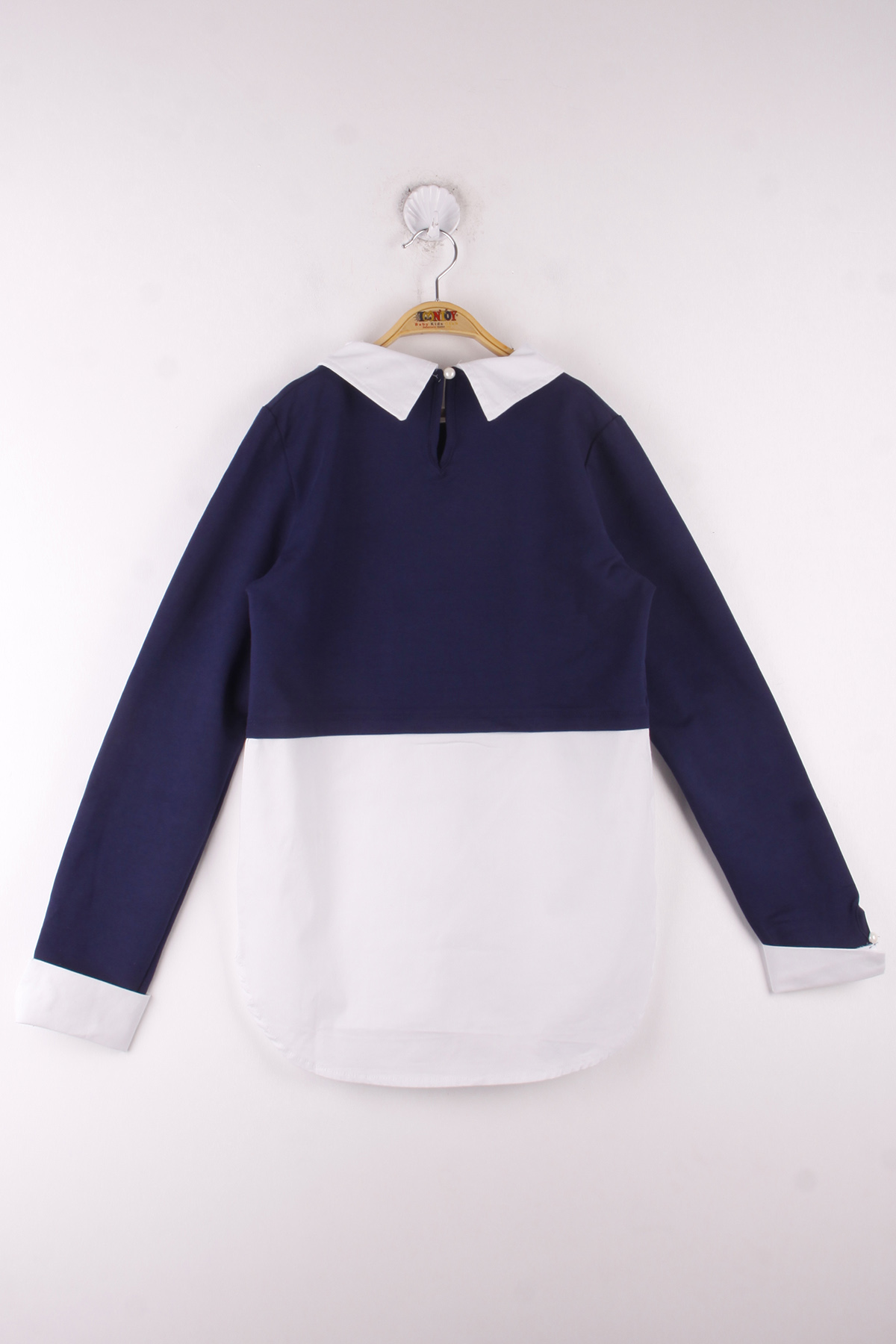 Toontoy Kız Çocuk Gömlek Detaylı Yakası İncili Okul Sweatshirt