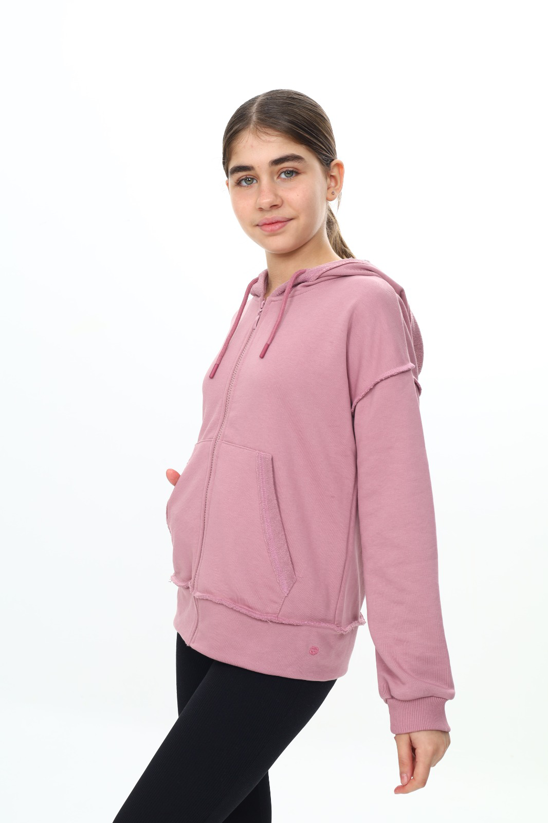 Toontoy  Kız Çocuk  Kirli Dikişli Kapüşonlu Hırka