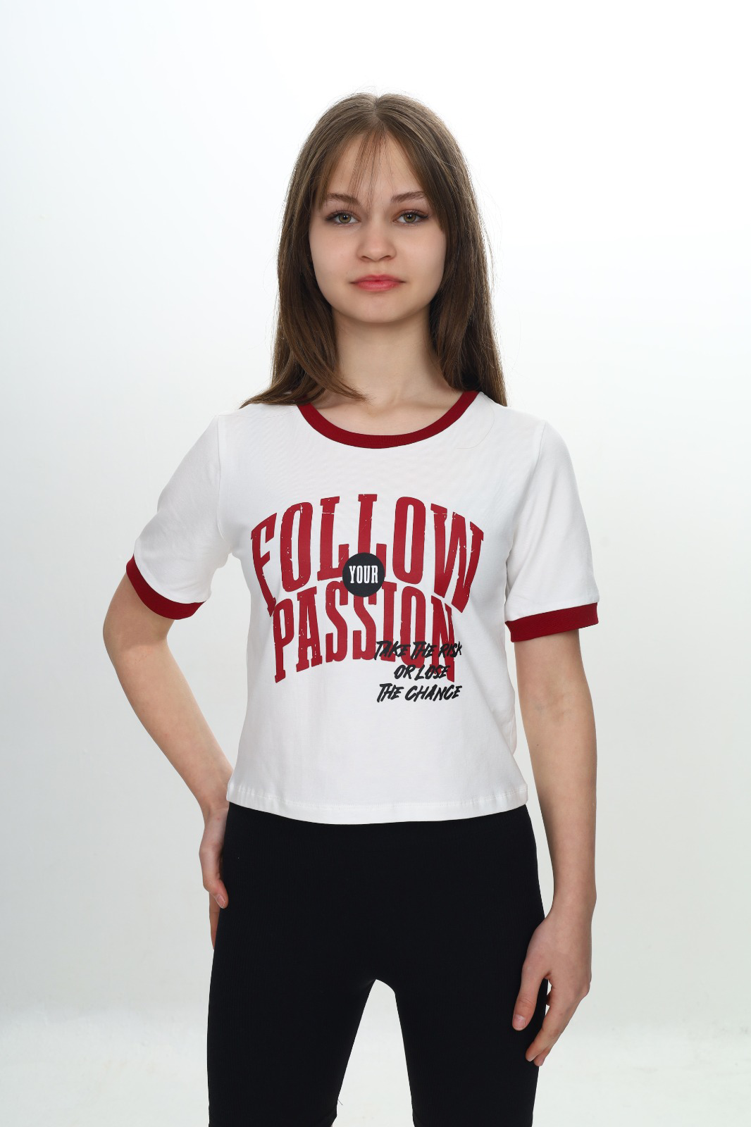 Toontoy Kız Çocuk Crop Garni Baskılı Tişört