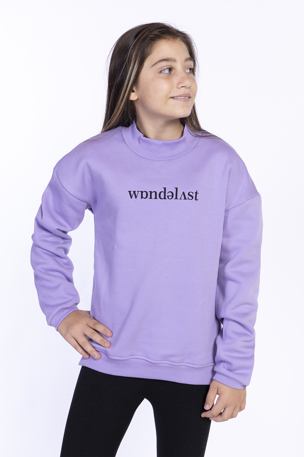Toontoy Kız Çocuk Balıkçı Yaka Sweatshirt