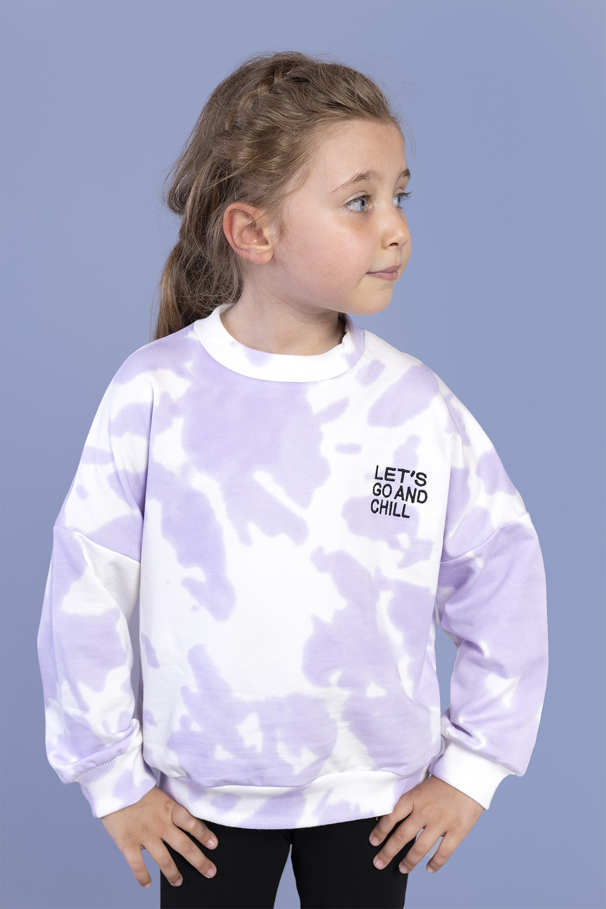 Toontoy Kız Çocuk Nakışlı Batik Desenli Sweatshirt
