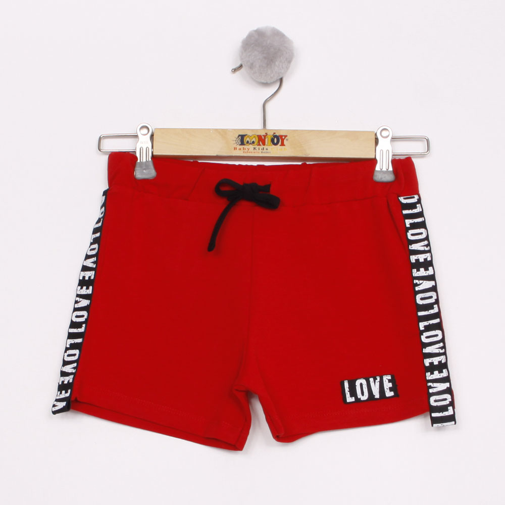 Toontoy Kız Çocuk Love Şeritli Şort
