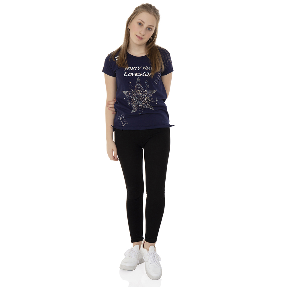 Toontoy Kız Çocuk T-Shirt Yıldız Taşlı