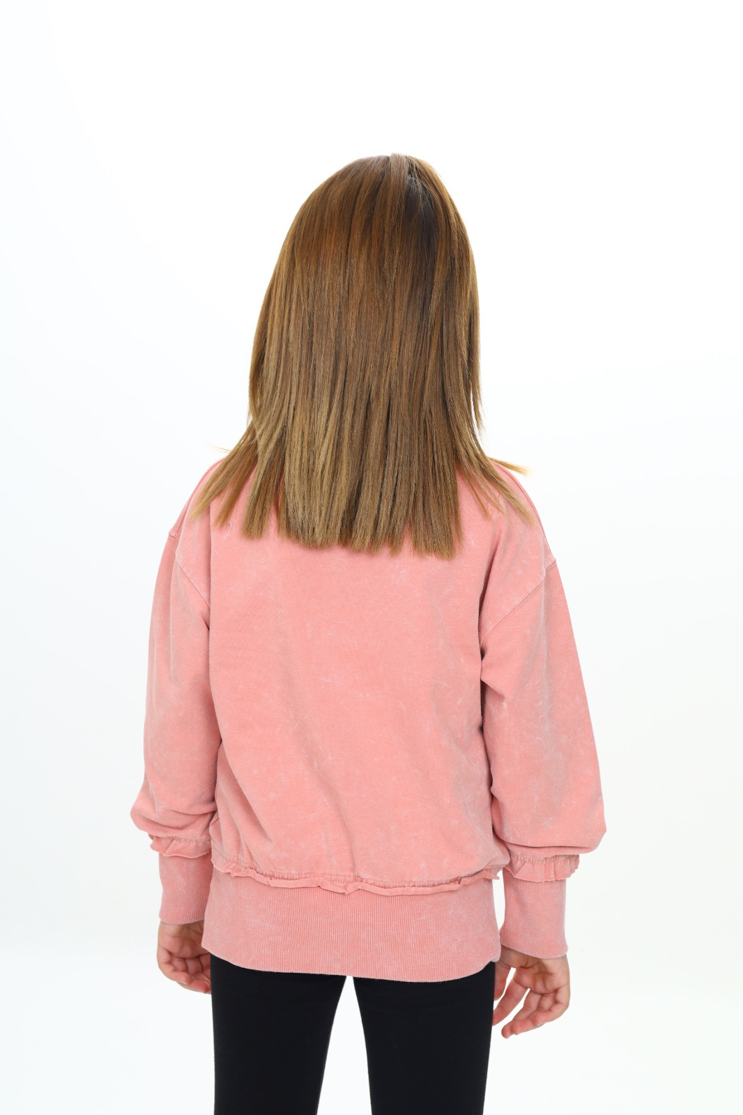Toontoy Kız Çocuk Yıkamalı Nakışlı Sweatshirt