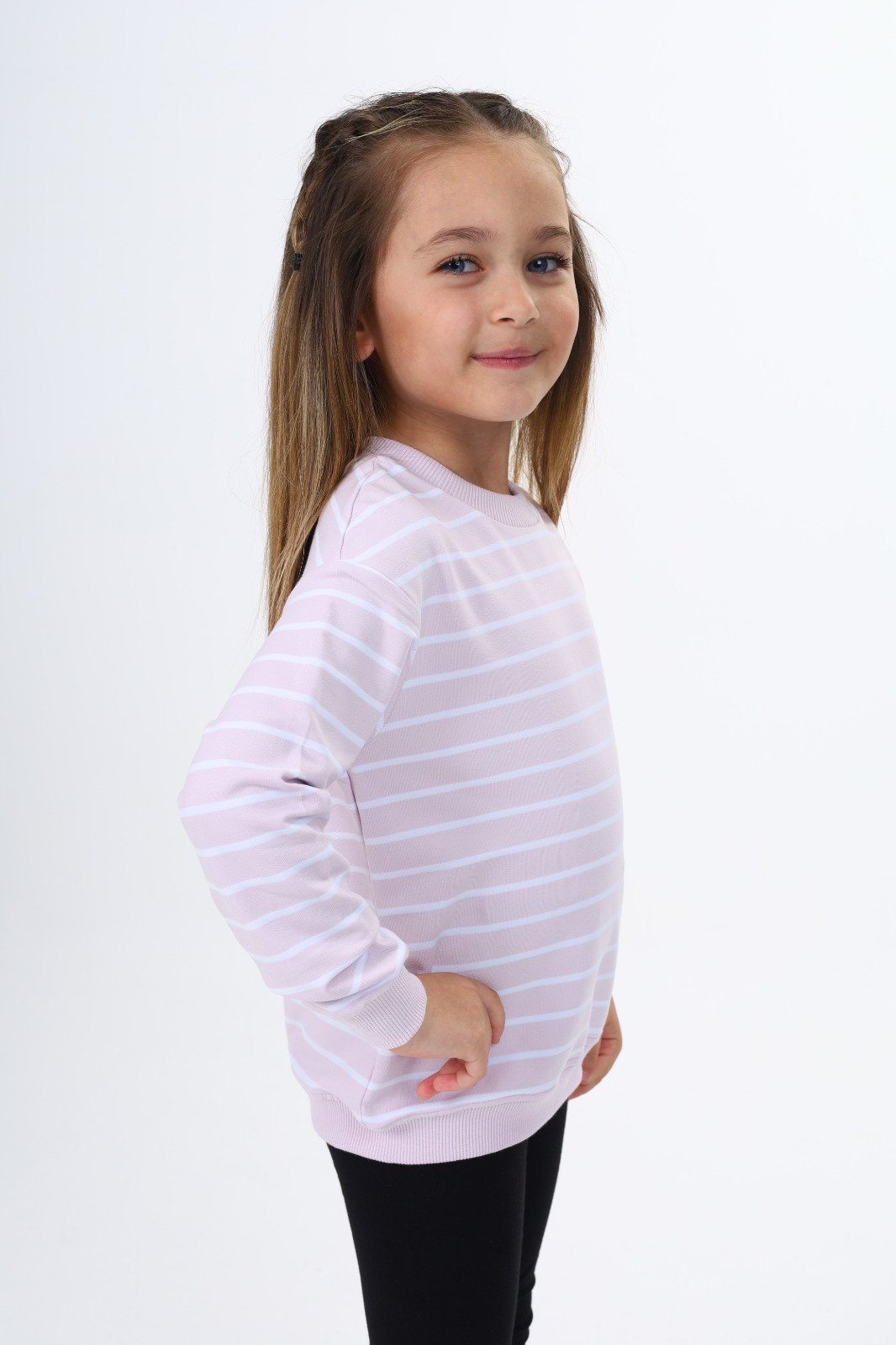 Toontoy Kız Çocuk Çizgili Sweatshirt