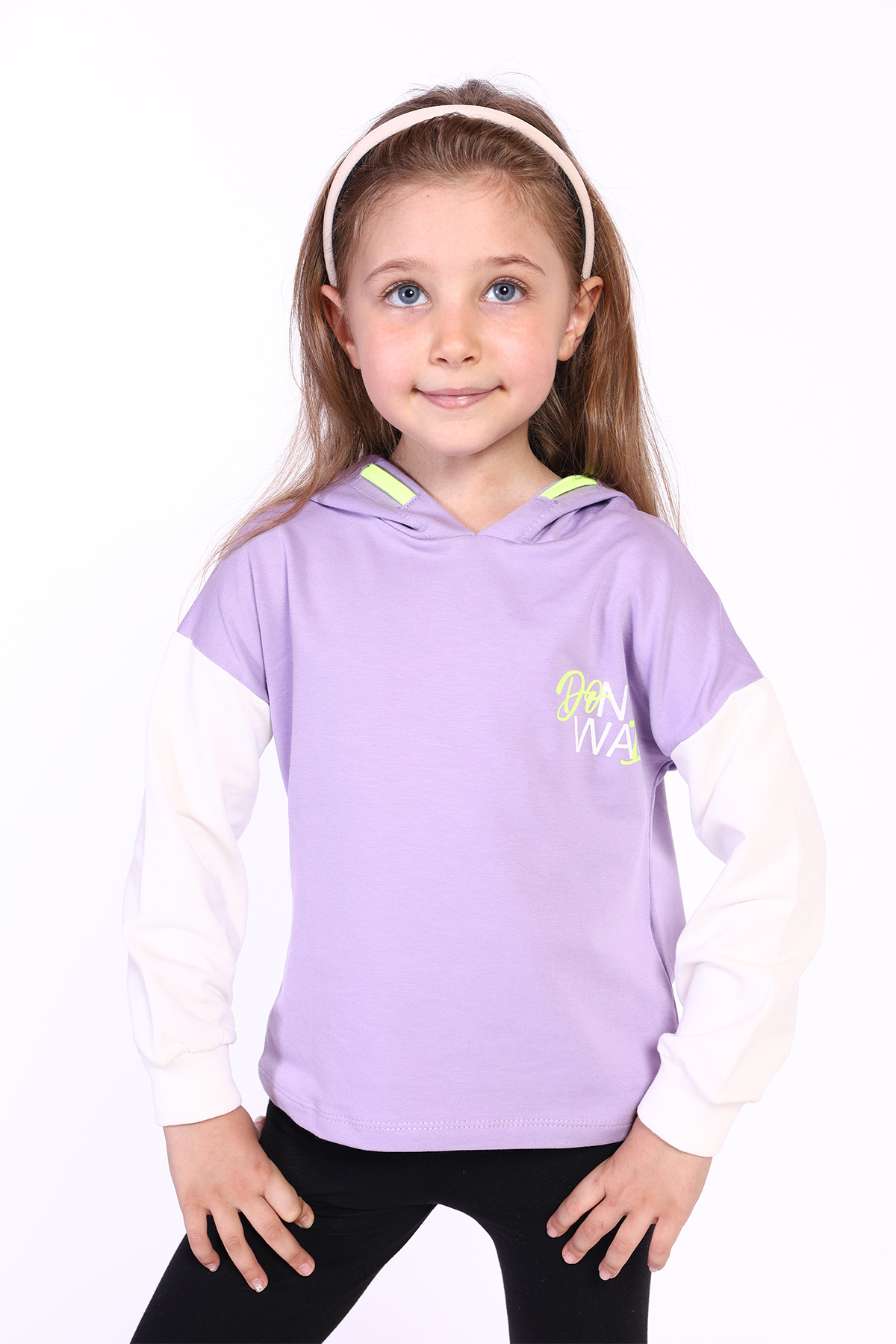 Toontoy Kız Çocuk Kapüşonlu Blok Renkli Sweatshirt