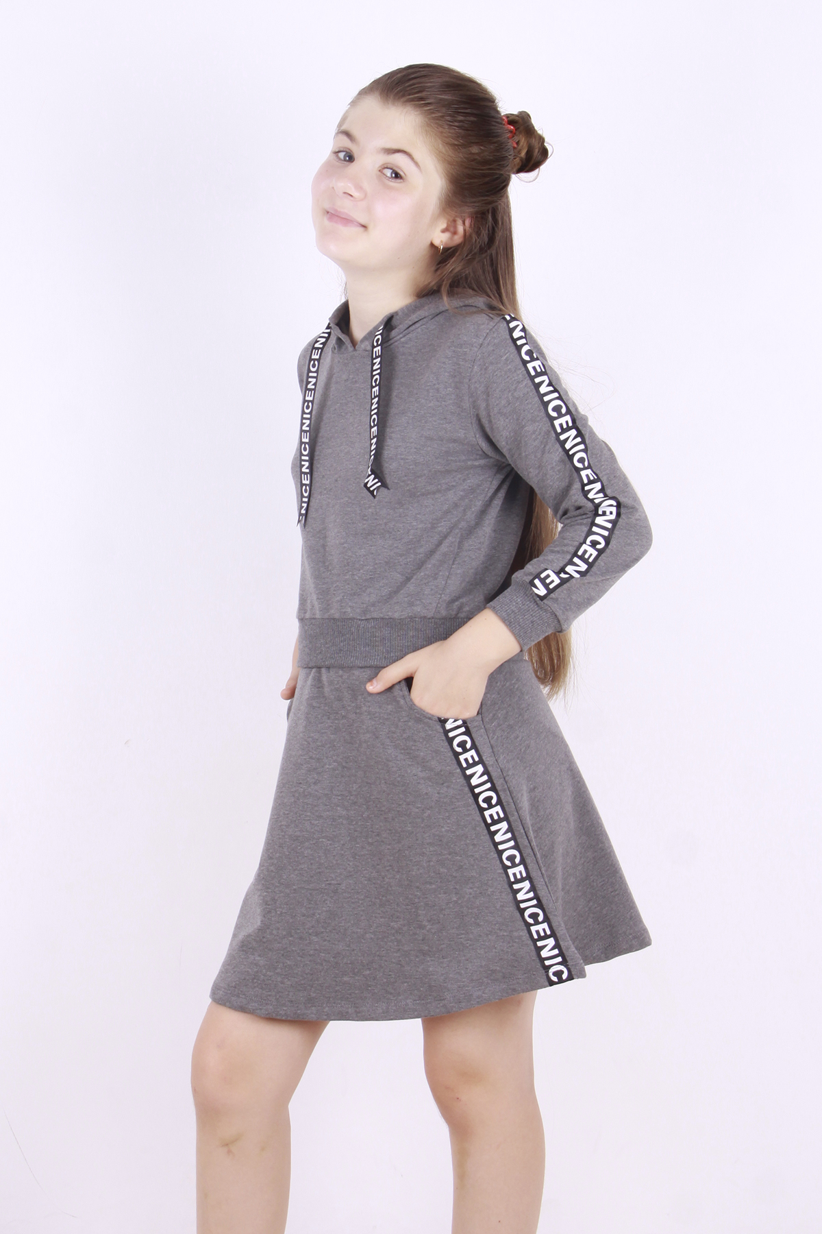 Toontoy Kız Çocuk Nice Şeritli Etekli Takım