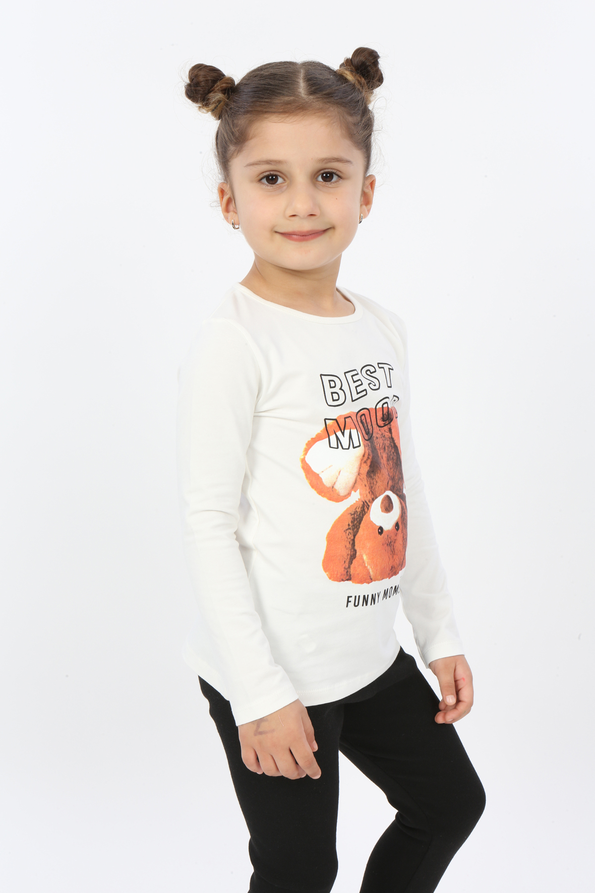 Toontoy Kız Çocuk Best Mood Ayıcık Baskılı Tişört