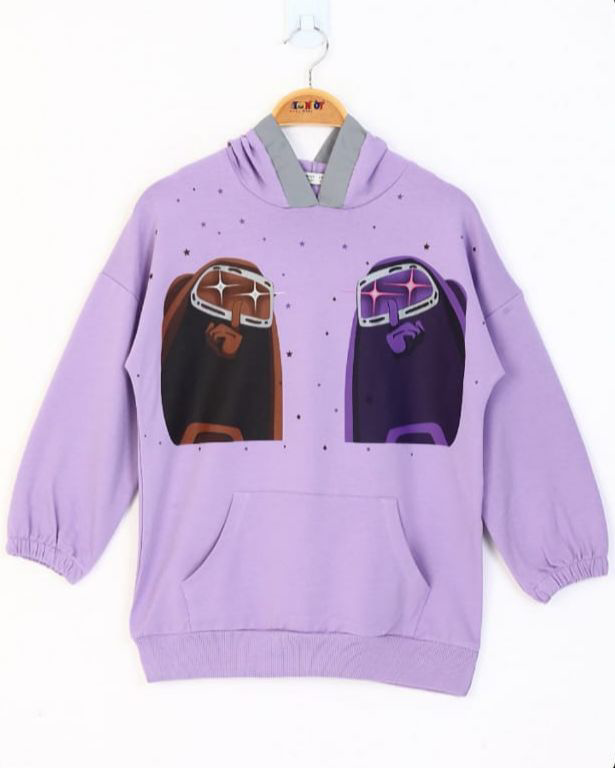 Toontoy Kız Çocuk Robot Reflektörlü Baskılı Sweatshirt