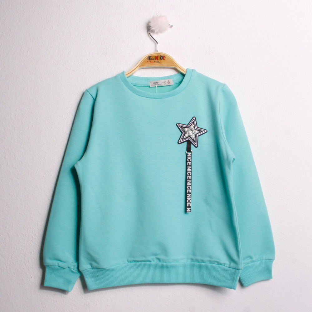 Toontoy Kız Çocuk Sweatshirt Göğsü Yıldız Nakış