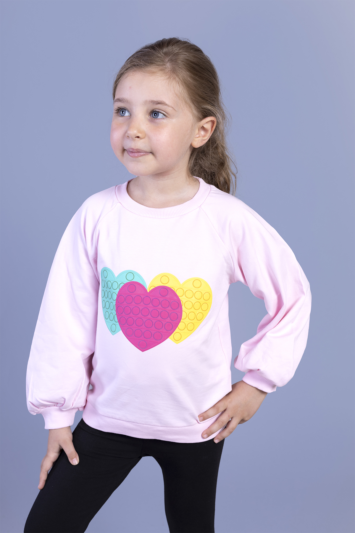 Toontoy Kız Çocuk Popıt Desenli Sweatshirt
