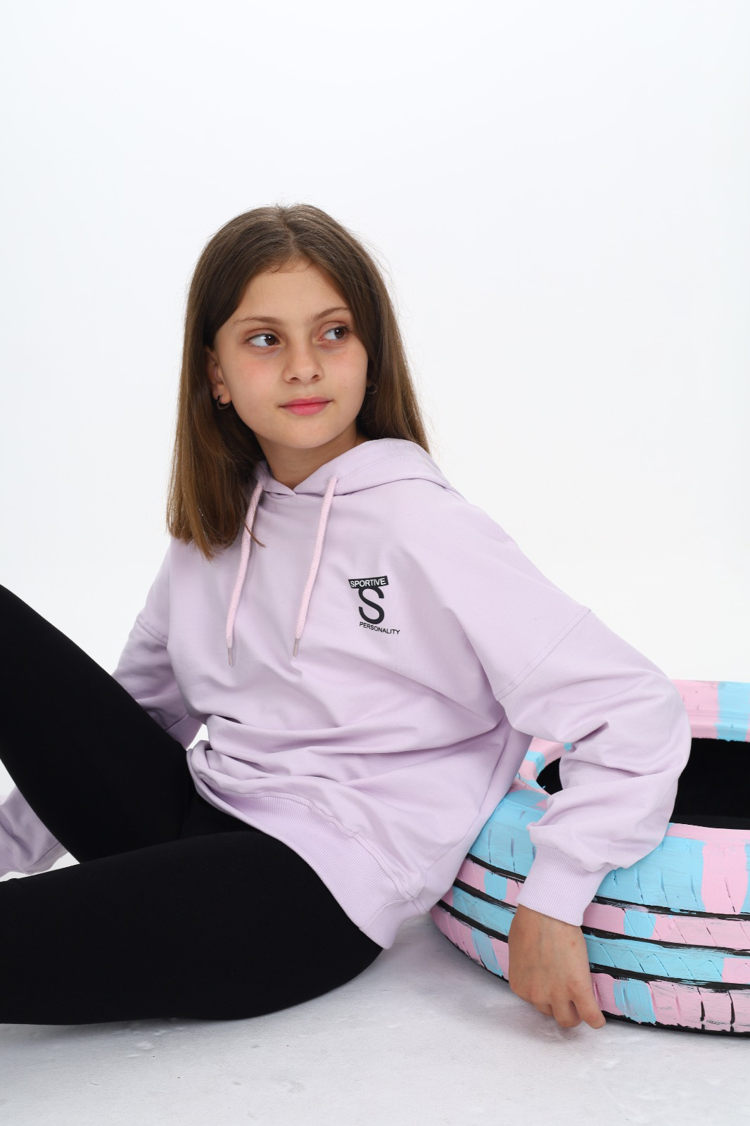 Toontoy Kız Çocuk Kapüşonlu Sportıve S Baskılı Taytlı Takım
