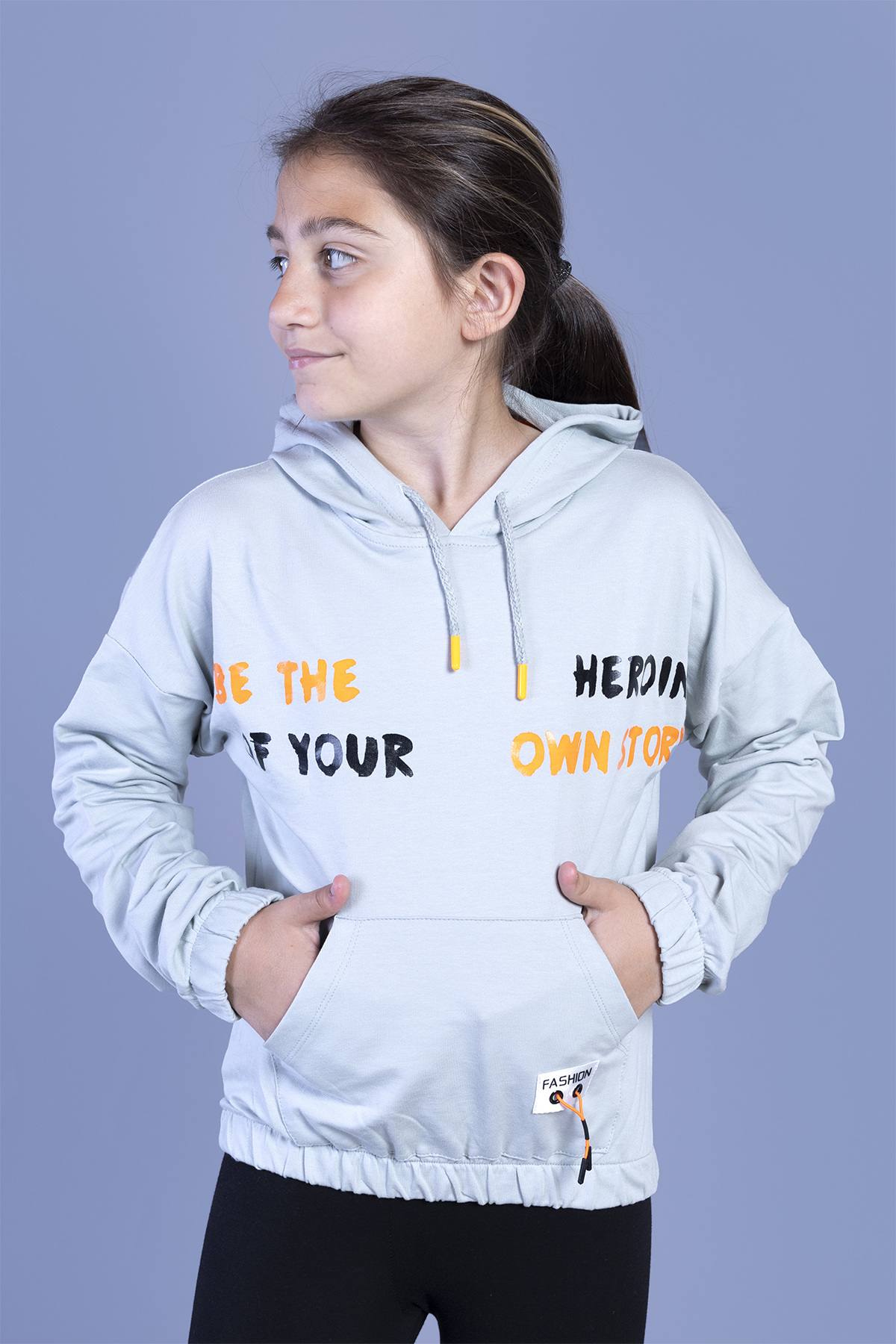 Toontoy Kız Çocuk Kapüşolu Kanguru Cepli Baskılı Sweatshirt