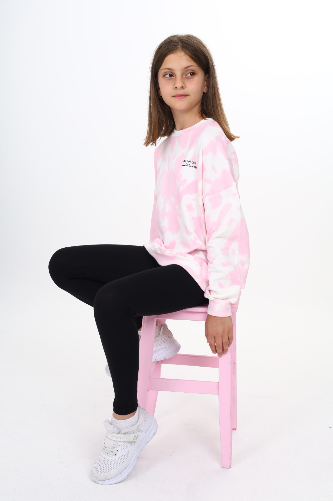 Toontoy Kız Çocuk Batik Desenli Baskılı Taytlı Takım