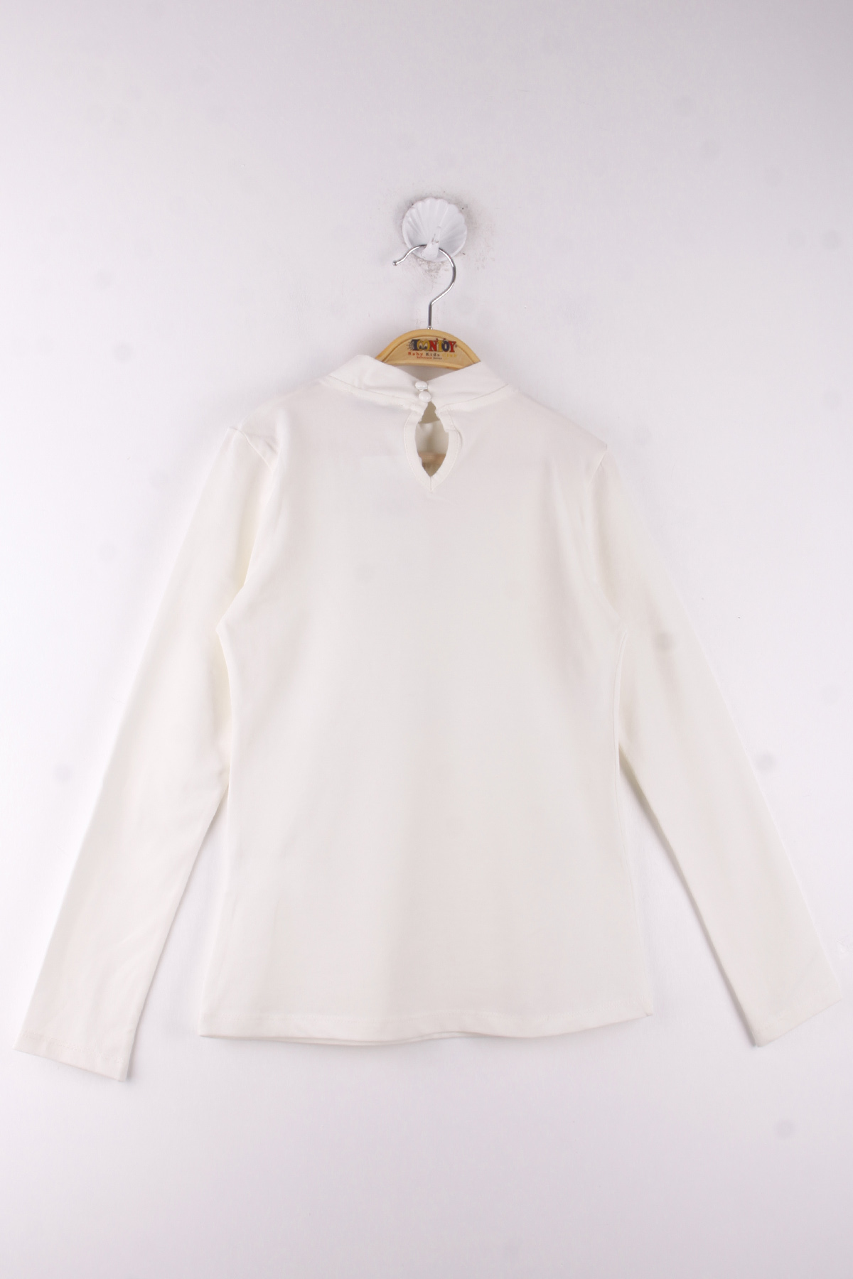 Toontoy Kız Çocuk Yaka Çiçek Dantelli İncili Okul Tişört