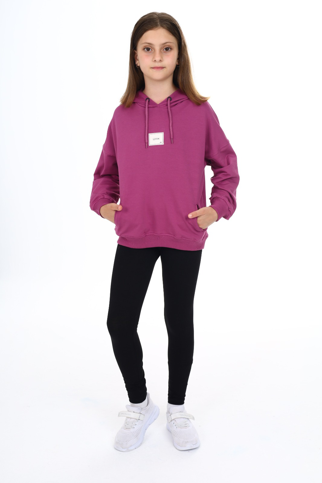 Toontoy Kız Çocuk Kapüşonlu Armalı Taytlı Takım