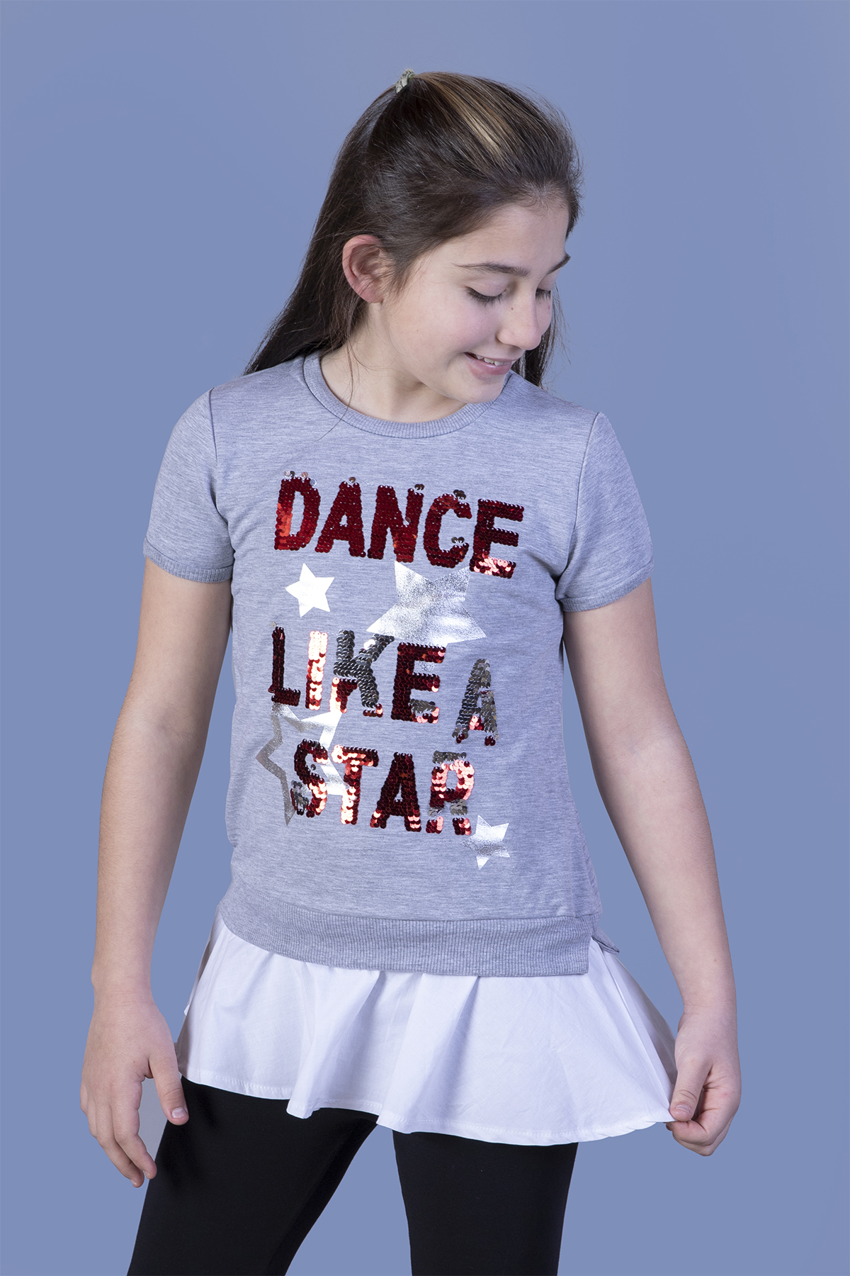 Toontoy Kız Çocuk Dance Pul Nakışlı Tişört