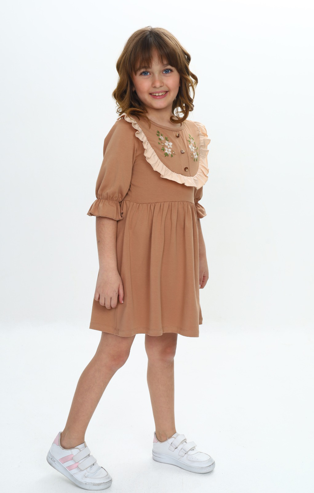 Toontoy Kız Çocuk Nakış Desenli Elbise