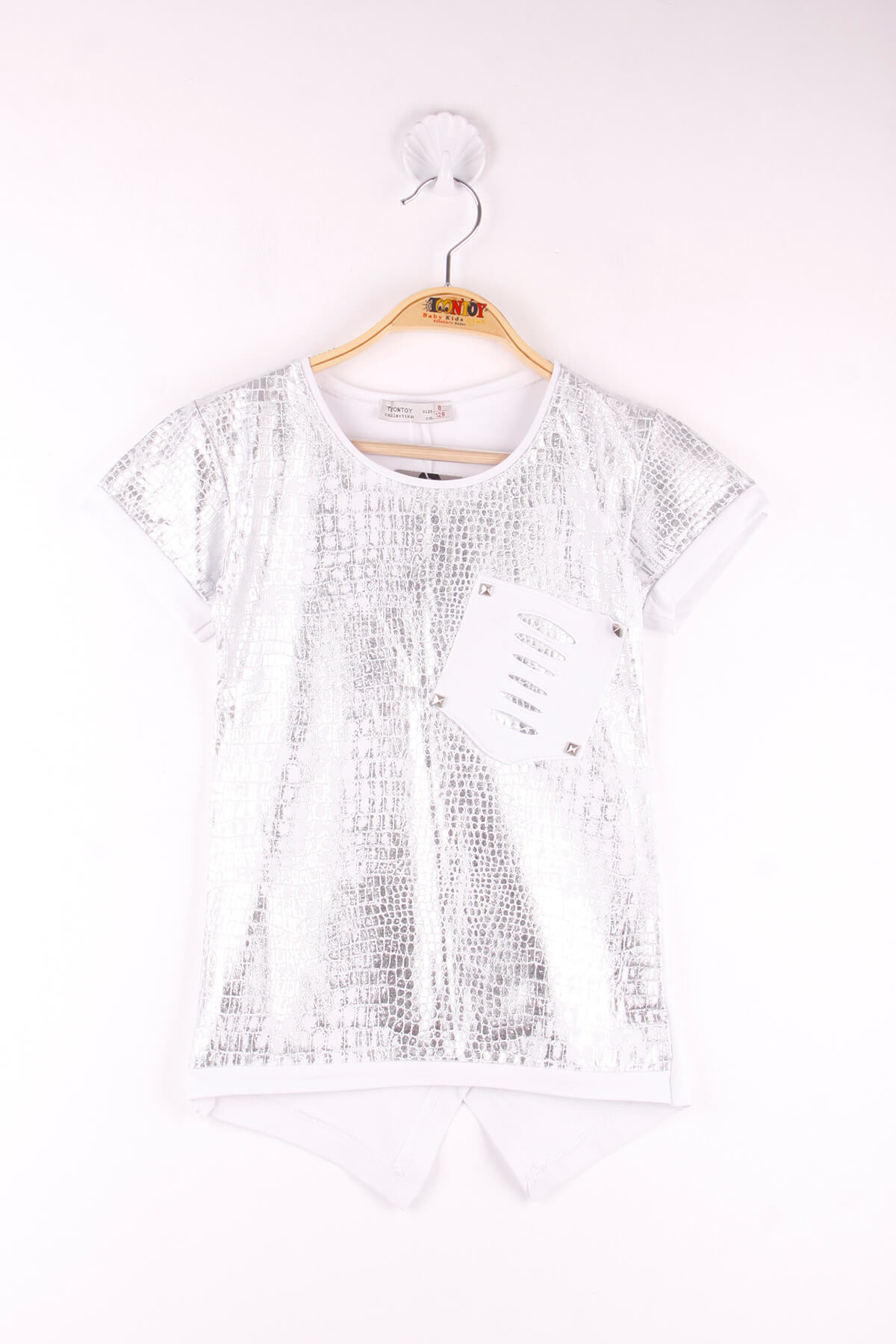 Toontoy Kız Çocuk T-Shirt Komple Varak Baskı Lazer Kesim