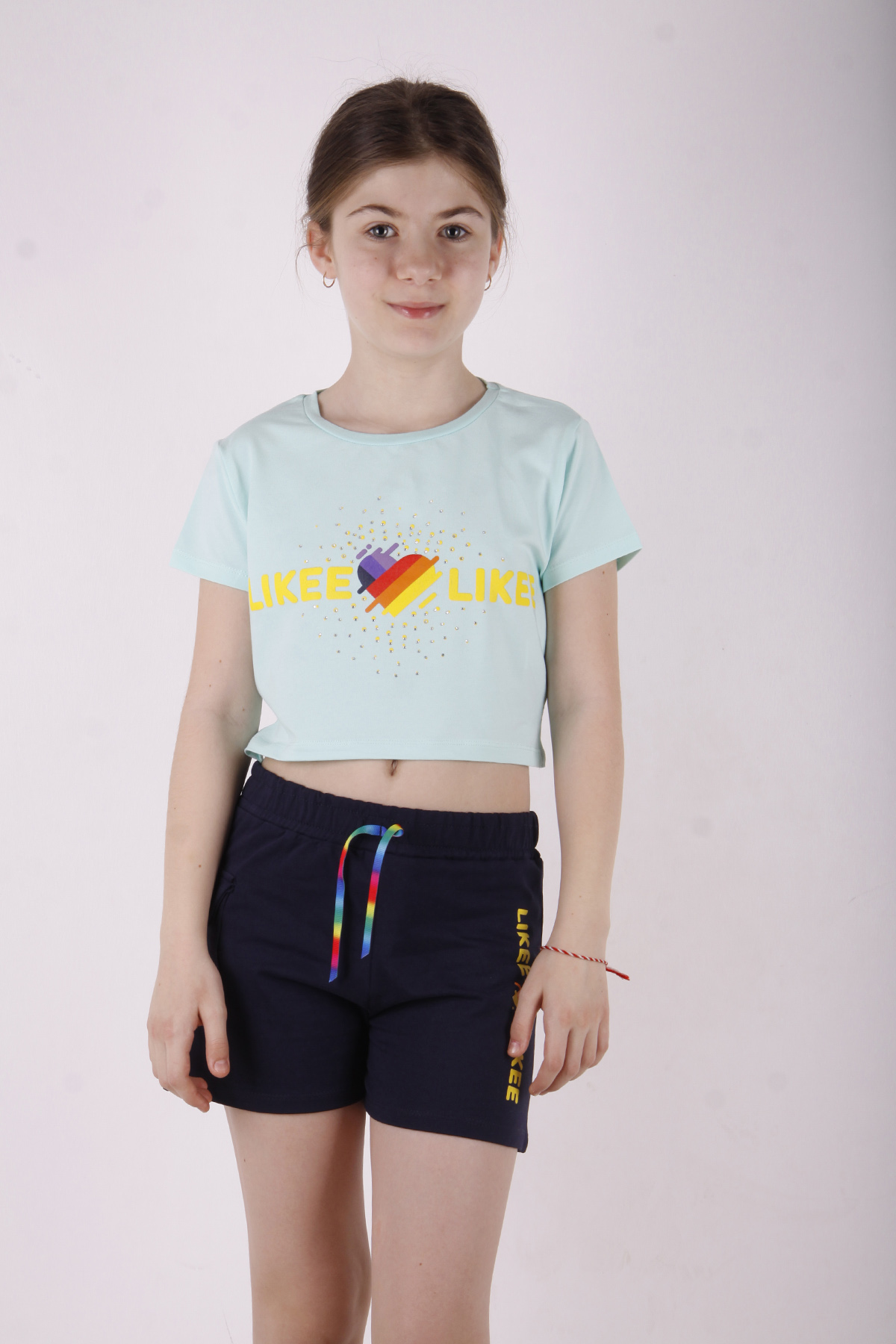 Toontoy Kız Çocuk Likee Baskılı Cebi Şortlu Takım