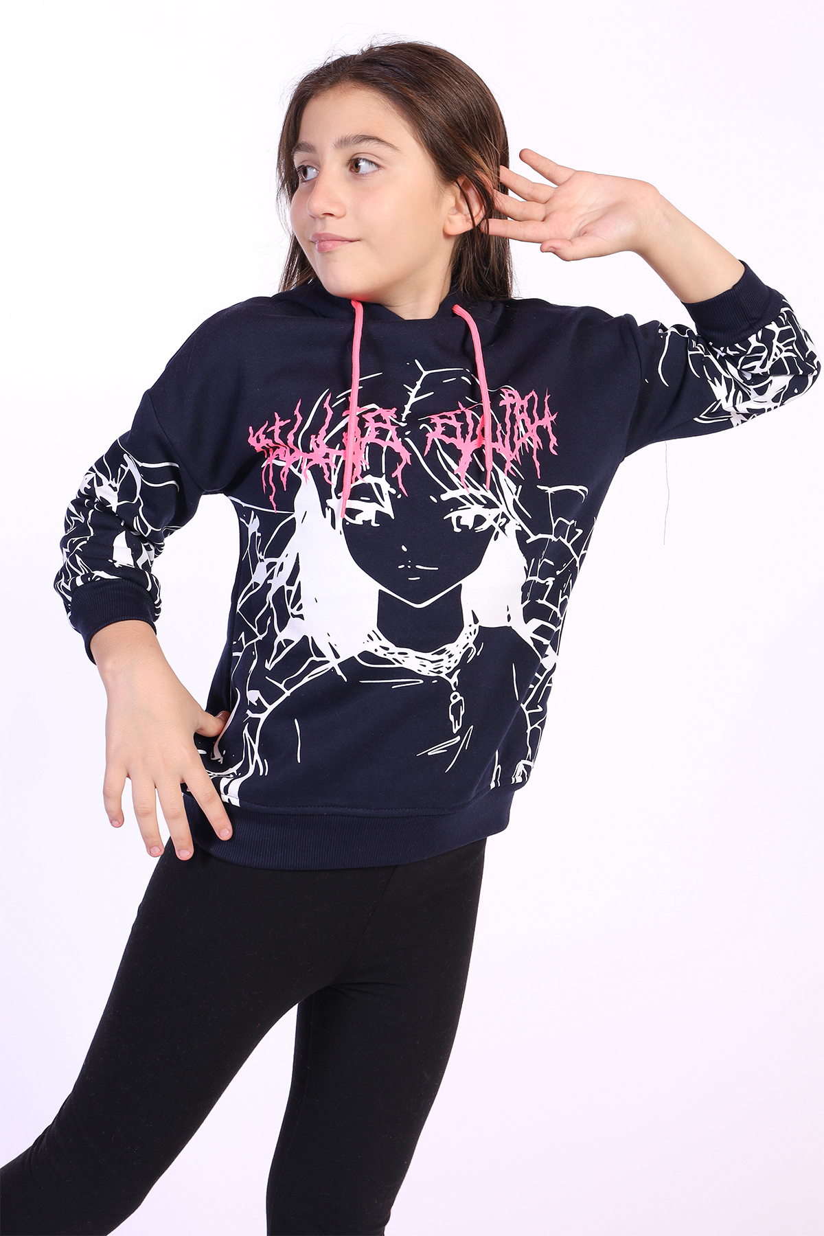 Toontoy Kız Çocuk Kapüşonlu Baskılı Sweatshirt