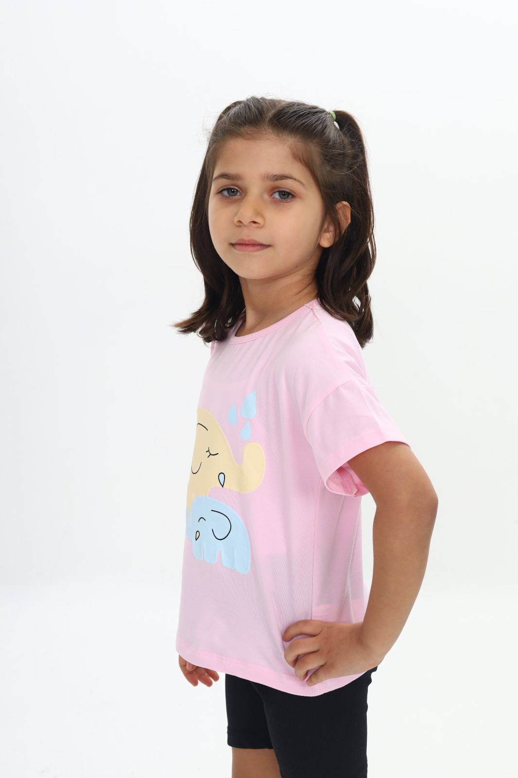Toontoy Kız Çocuk Fil Baskılı Tişört