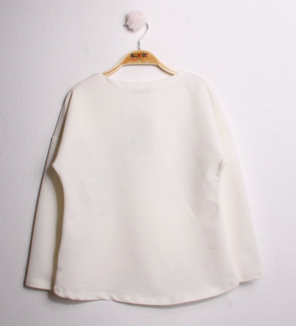 Toontoy Kız Çocuk T-Shirt Pullu Nota Nakış