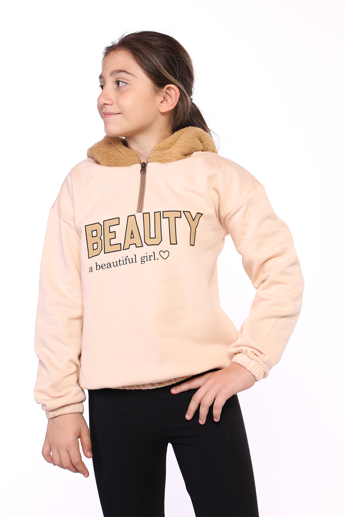 Toontoy Kız Çocuk Kapüşonlu Baskılı Sweatshirt