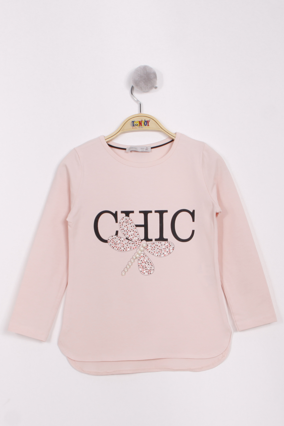 Toontoy Kız Çocuk Yusufçuk Baskılı İnci Detaylı T-Shirt