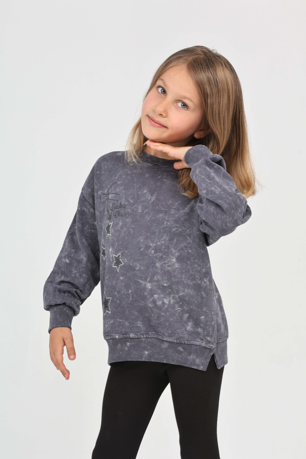 Toontoy Kız Çocuk Yıldız Baskılı Sweatshirt