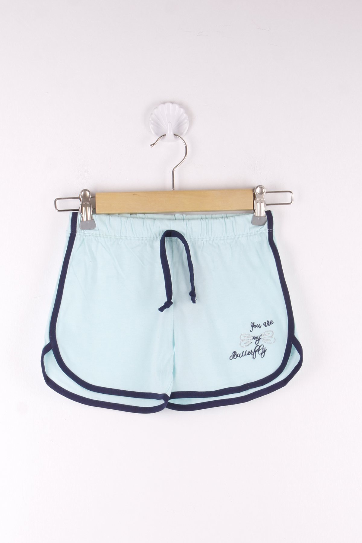 Toontoy  Kız Çocuk Şort Simli Kelebek Nakışlı