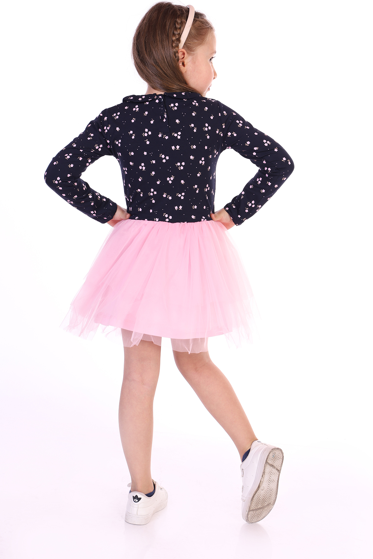 Toontoy Kız Çocuk Çiçek Desenli Tüllü Elbise