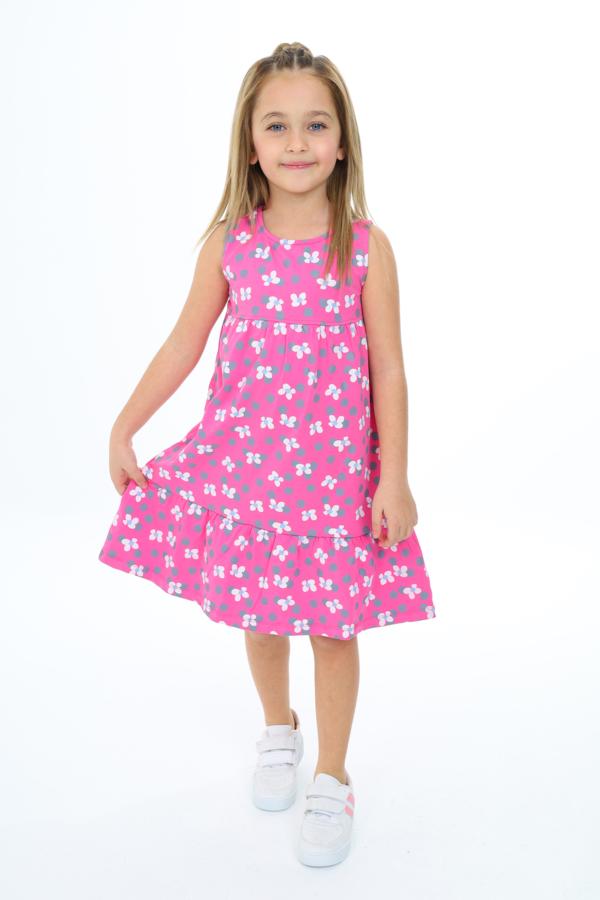 Toontoy Kız Çocuk Komple Desenli Elbise