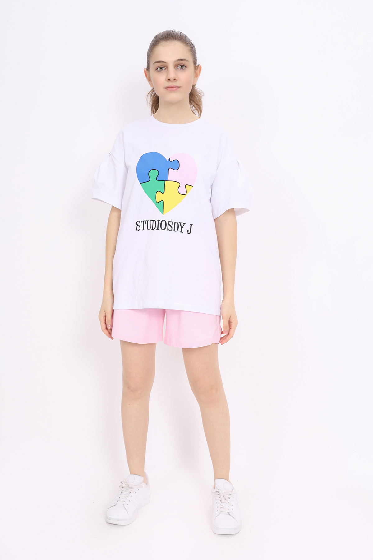 Toontoy Kız Çocuk Baskılı Şortlu Takım