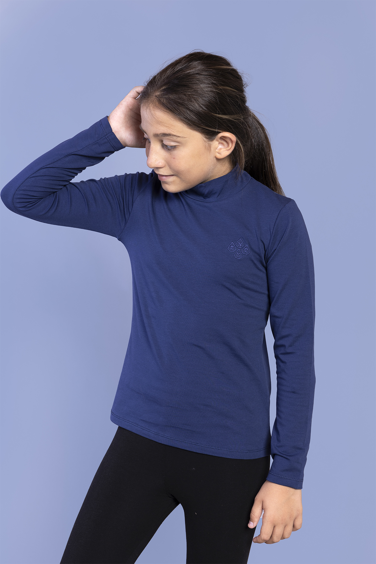 Toontoy  Kız Çocuk Nakışlı Balıkçı Yaka Okul Tişörtü