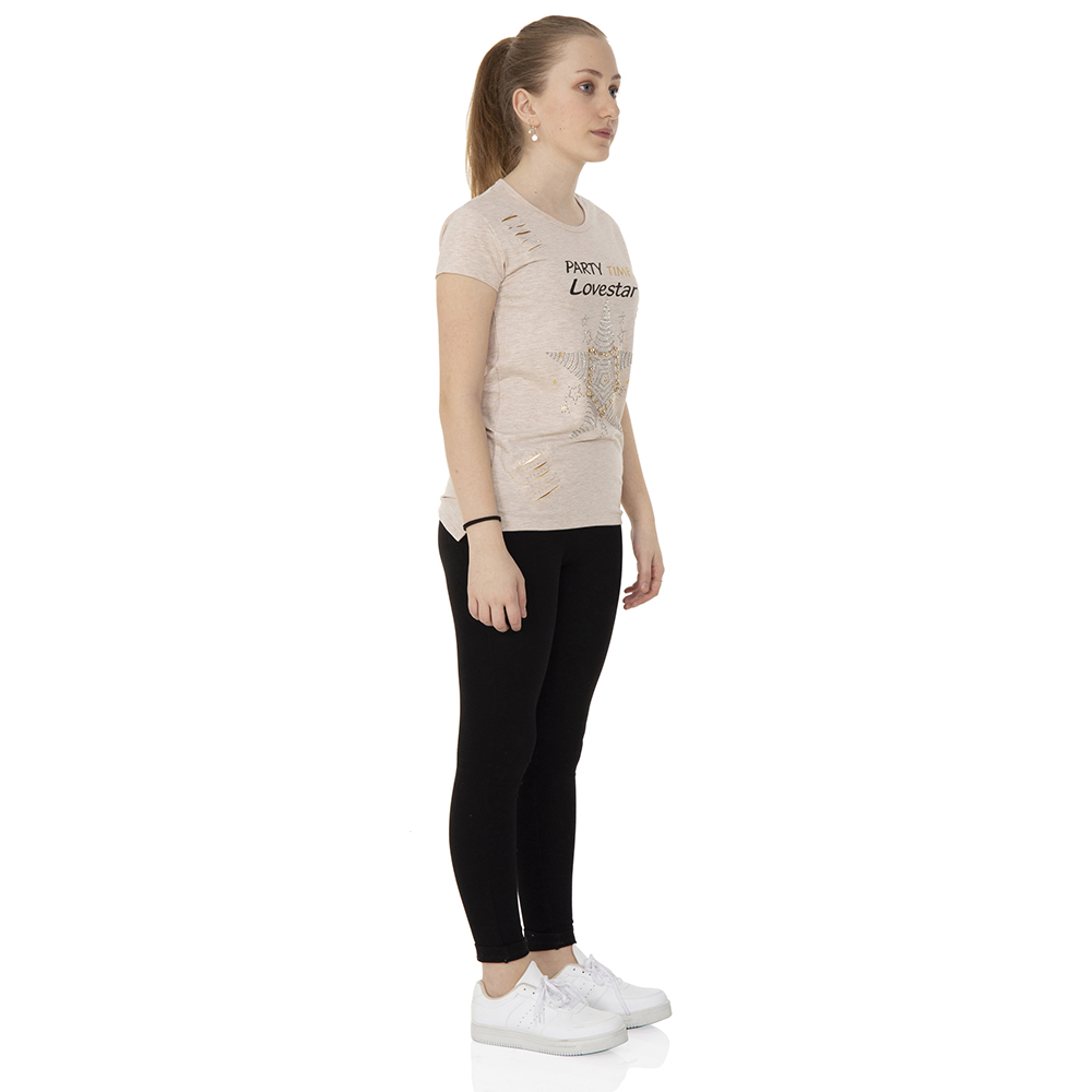 Toontoy Kız Çocuk T-Shirt Yıldız Taşlı