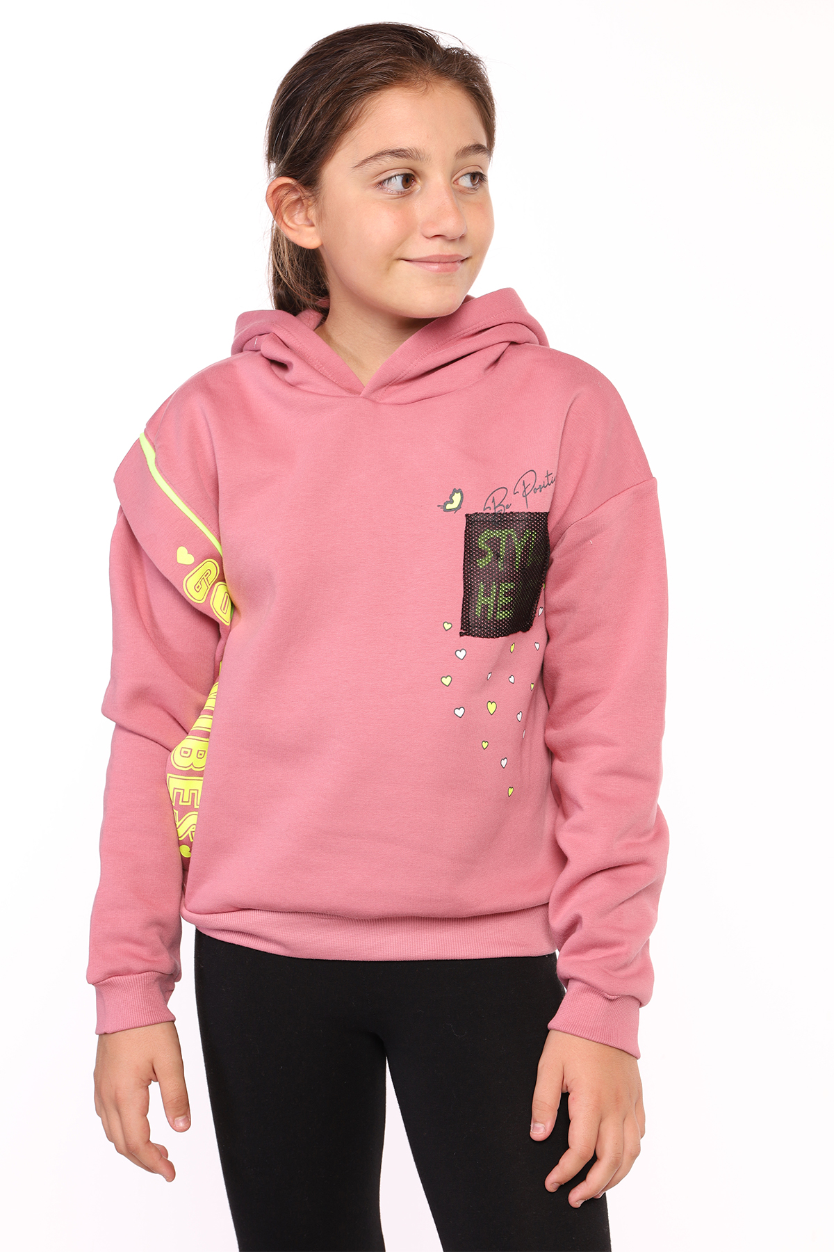 Toontoy Kız Çocuk İçi Pamuklu Baskılı Sweatshirt