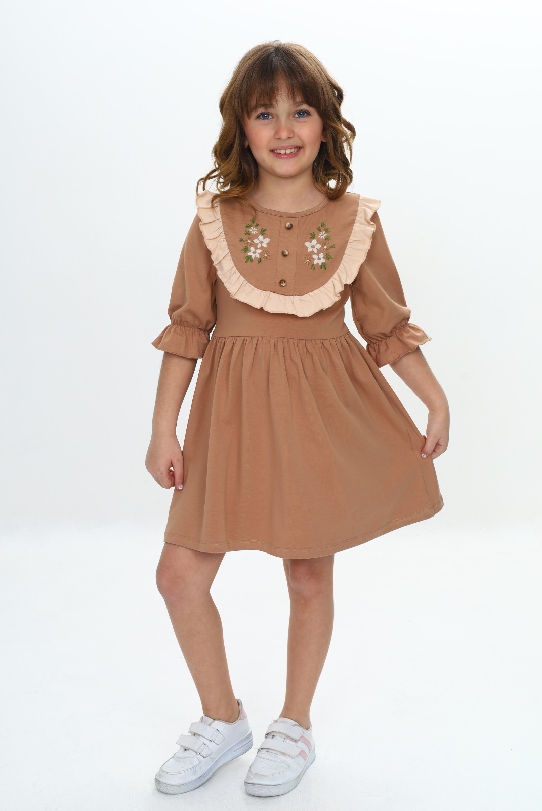 Toontoy Kız Çocuk Nakış Desenli Elbise