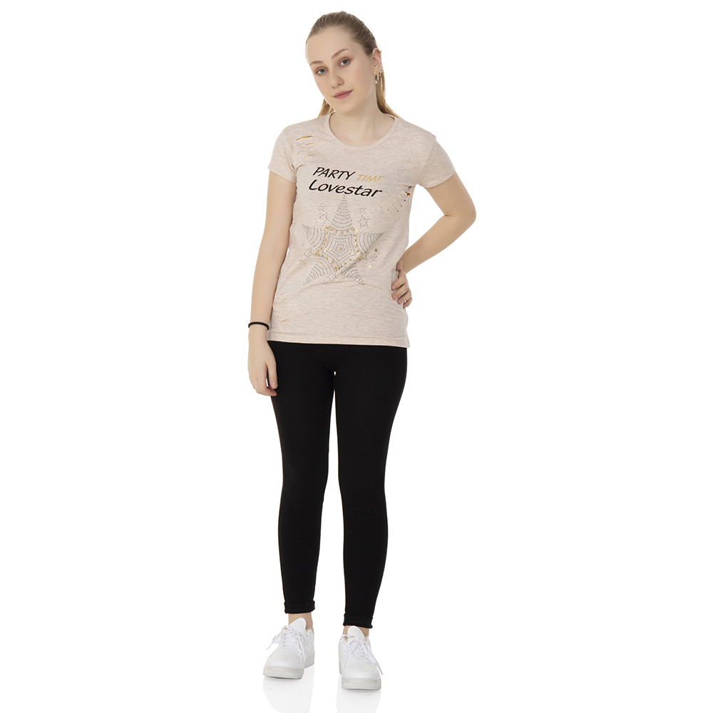 Toontoy Kız Çocuk T-Shirt Yıldız Taşlı