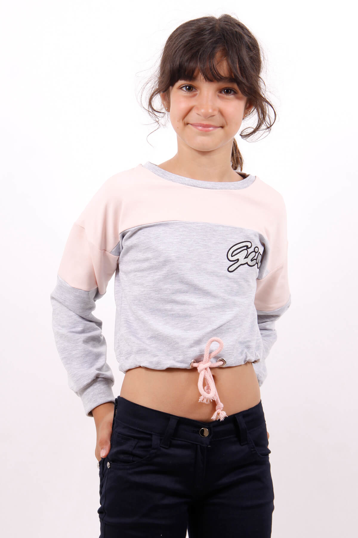 Toontoy Kız Çocuk Varaklı Girl Baskılı Sweatshirt
