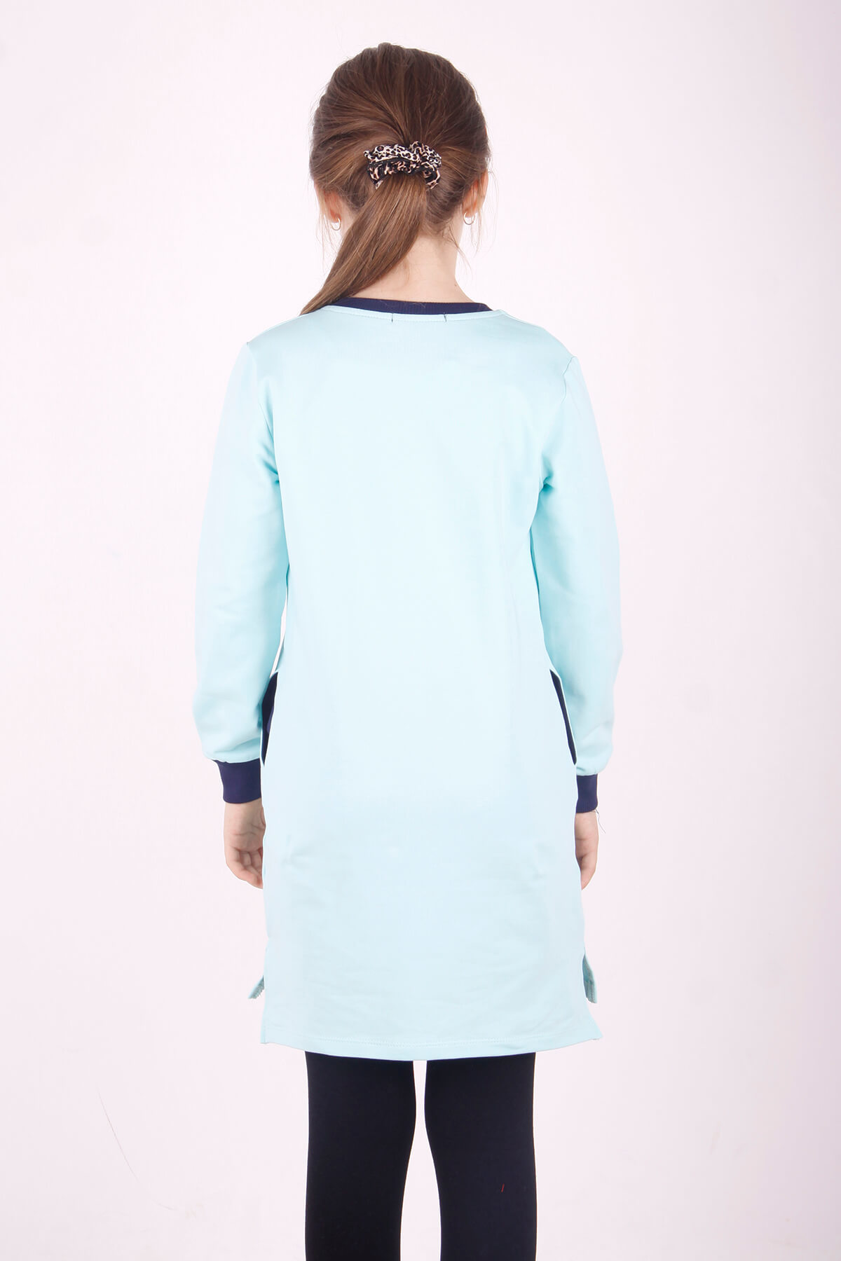 Toontoy Kız Çocuk Kapşonlu Garnili Elbise