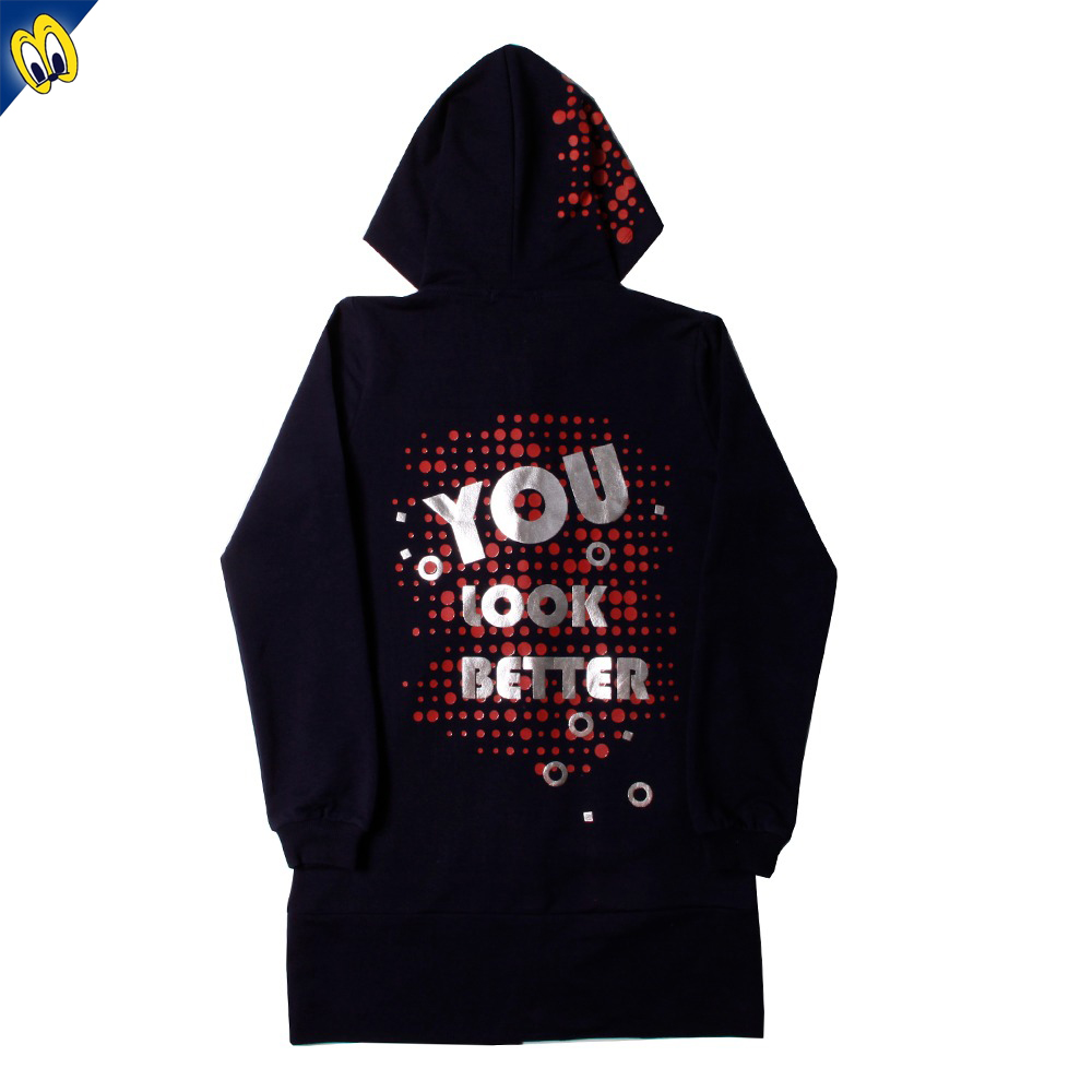 Toontoy Kız Çocuk Kapşonlu Hırka You Luck Better Varak Baskılı