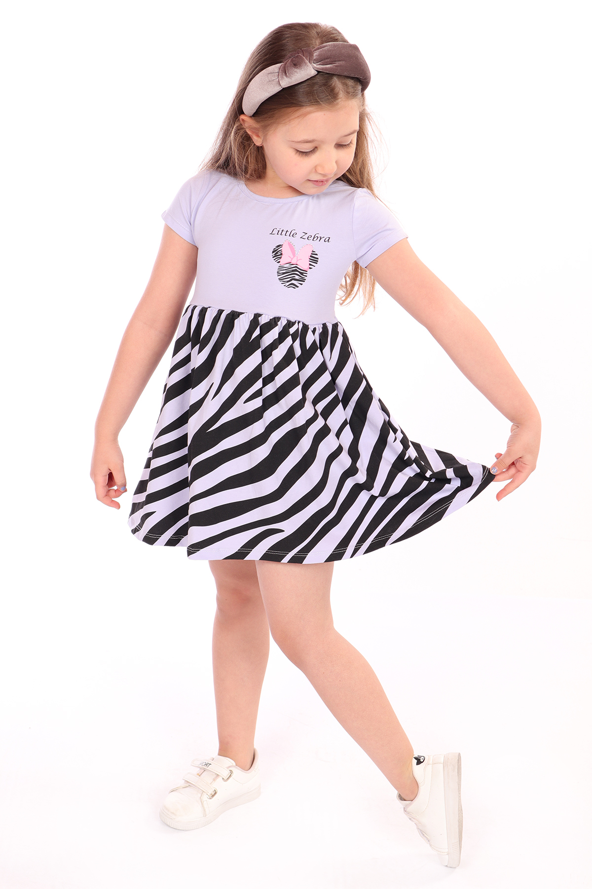 Toontoy Kız Çocuk Little Yazılı Etek Kısmı Zebra Desen Baskılı El