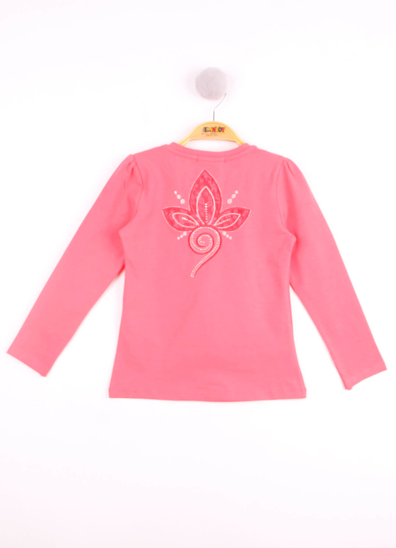 Toontoy Kız Çocuk Göğsü Çiçek Nakışlı T-Shirt